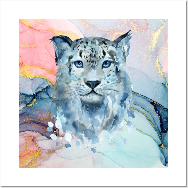 Painted Snow Leopard Wall Art by LylaLace Studio